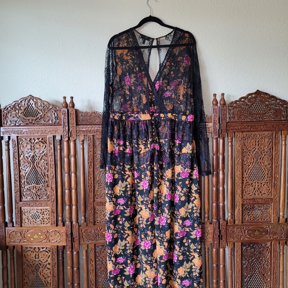 Top Shop Dark Romance Floral Sheer Lace Midi Dress - Picture 1 of 12